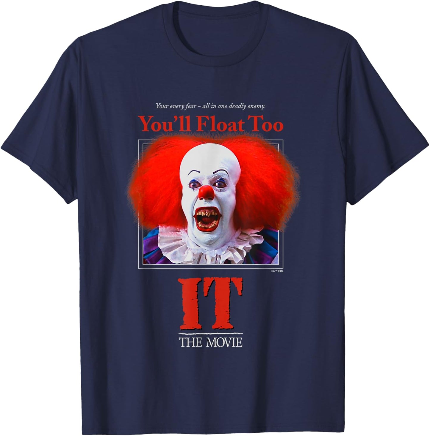 It Miniseries Pennywise You'll Float Too Retro Big Portrait T-Shirt - T-Shirt | Navy