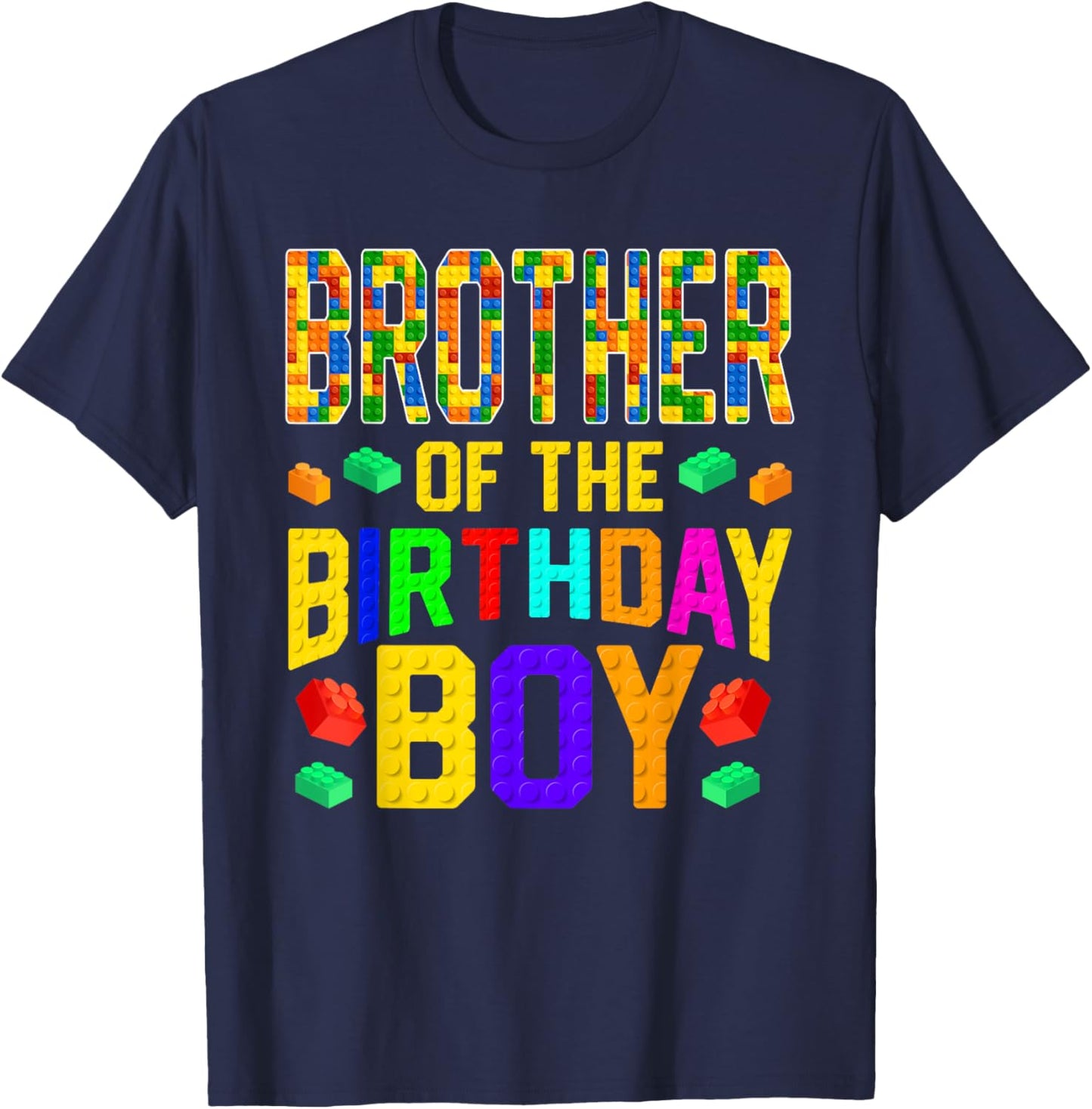 Brother of The Birthday Boy Master Builder Building Blocks T-Shirt - T-Shirt | Navy