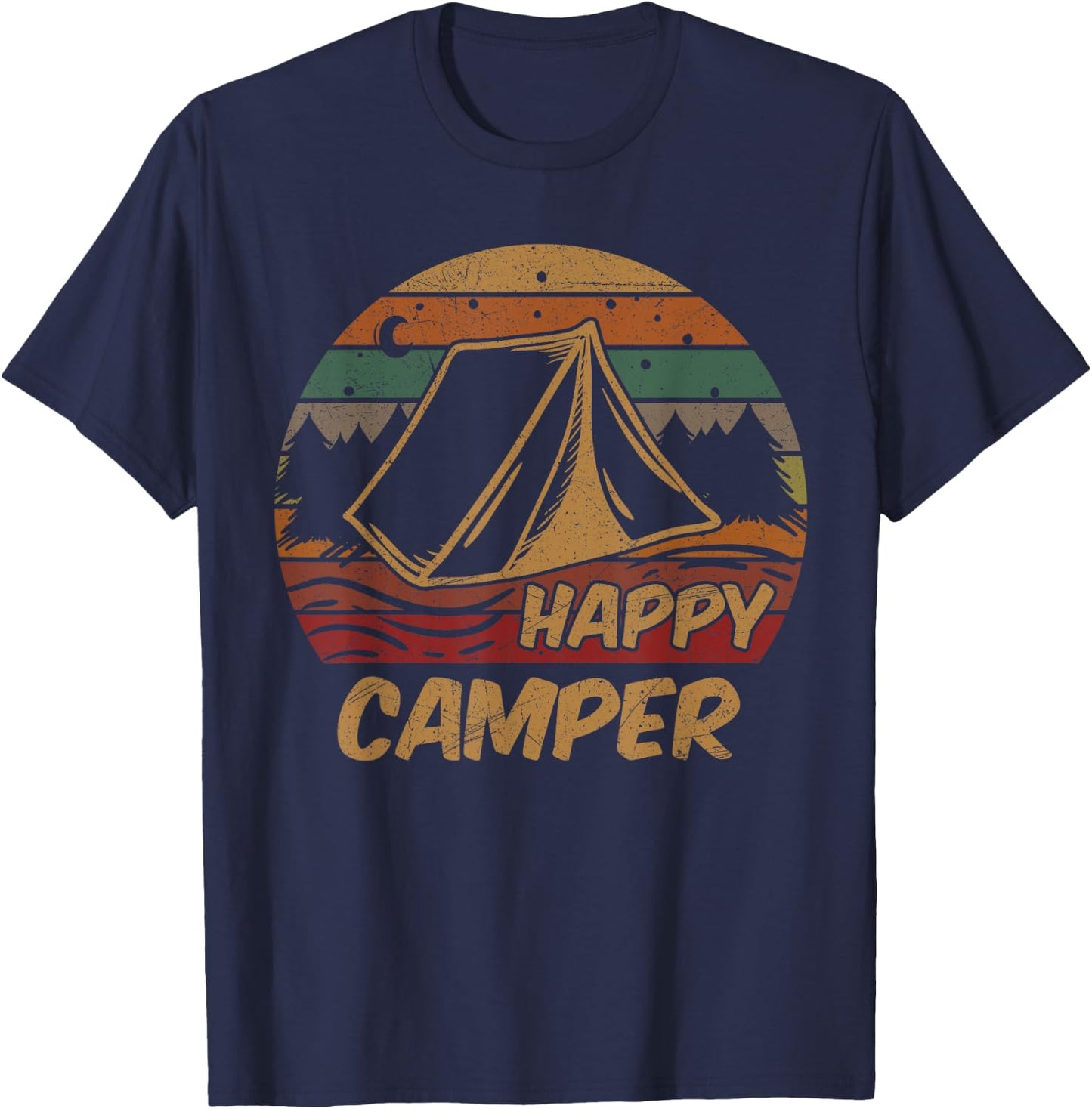 Camping Gifts Happy Camper Campsite Scout Lovers Camp T-Shirt - T-Shirt | Navy