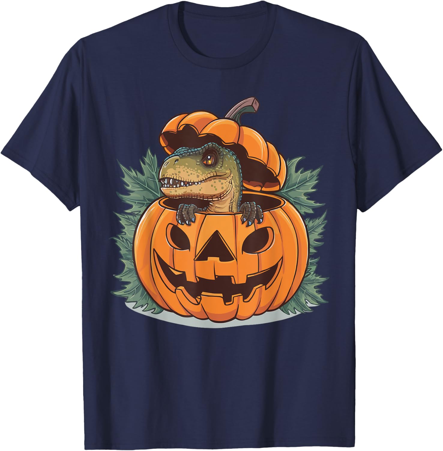 Dinosaur Halloween Spooky Dino Lover Scary Trick Or Treat T-Shirt - T-Shirt | Navy