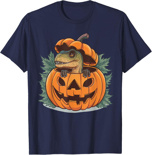 Dinosaur Halloween Spooky Dino Lover Scary Trick Or Treat T-Shirt - T-Shirt | Navy