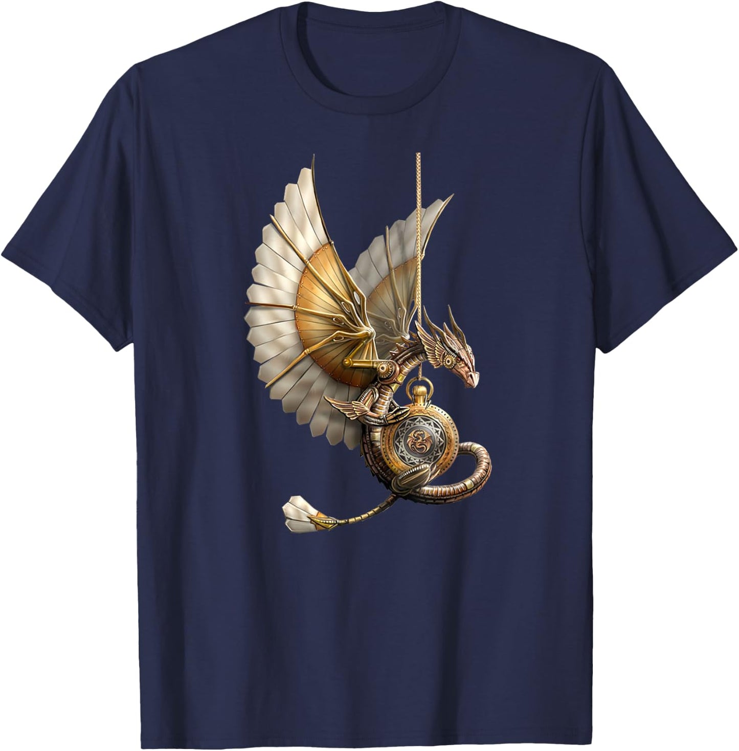 Steampunk Dragon on Clock Vintage T-Shirt - T-Shirt | Navy
