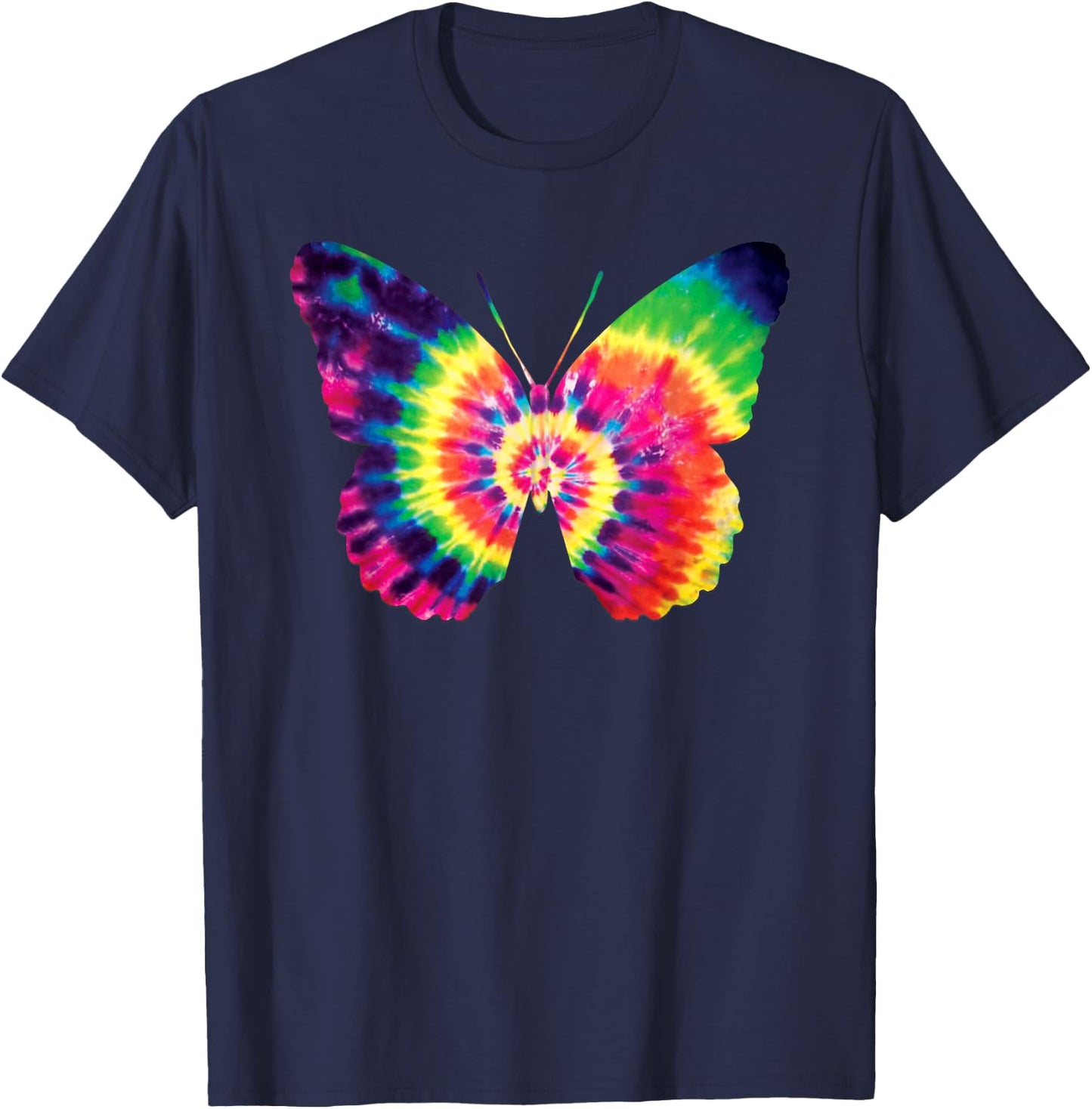 Rainbow Tie Dye Butterfly Tye Die Look Cool T-Shirt - T-Shirt | Navy