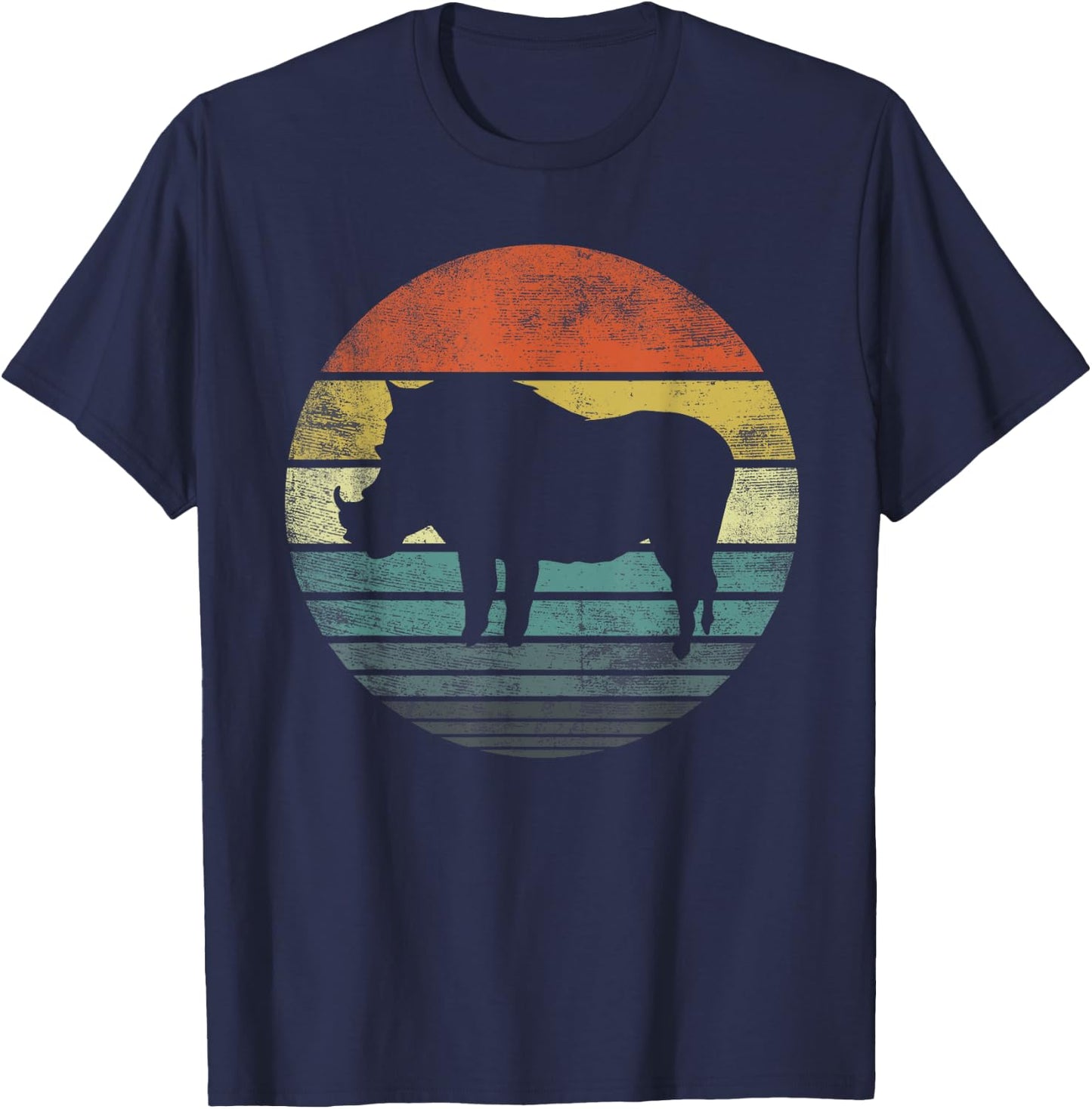 Warthog Lover Gift Funny Retro Vintage Zoo Animal Silhouette T-Shirt - T-Shirt | Navy
