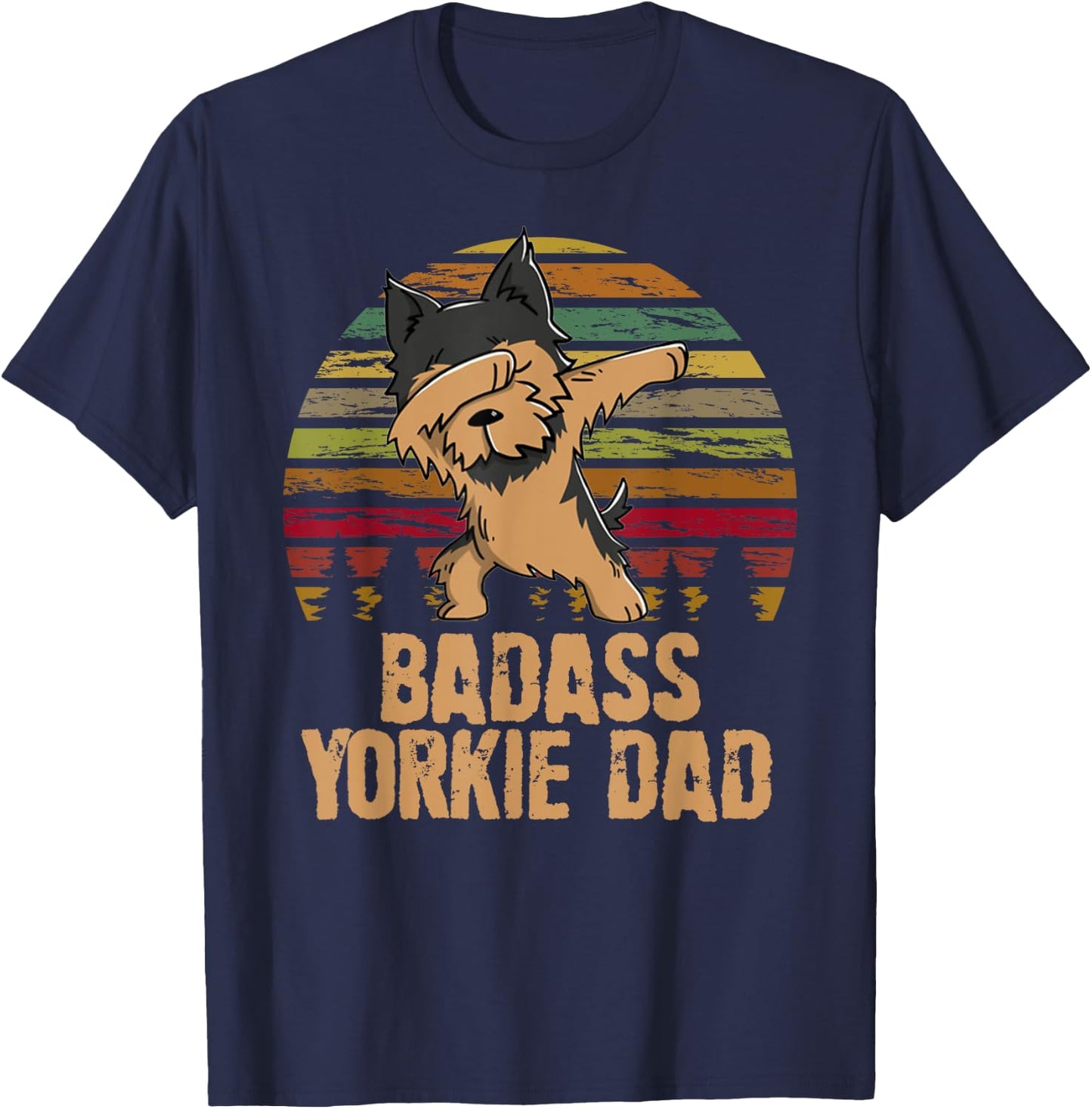 Funny Dabbing Badass Yorkie Dad T-Shirt - T-Shirt | Navy