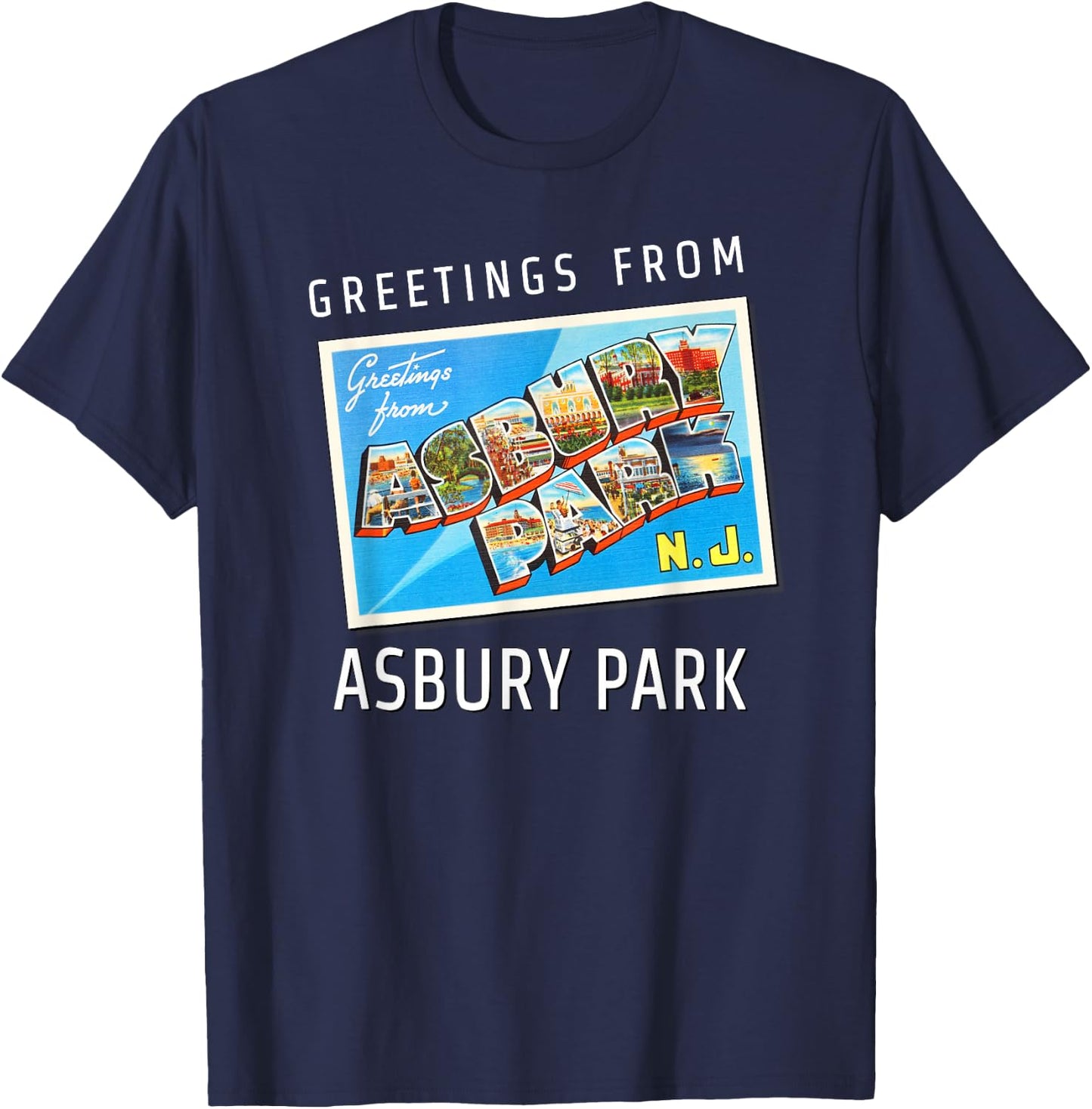 Asbury Park New Jersey NJ Travel Souvenir Gift Postcard Small T-Shirt - T-Shirt | Navy