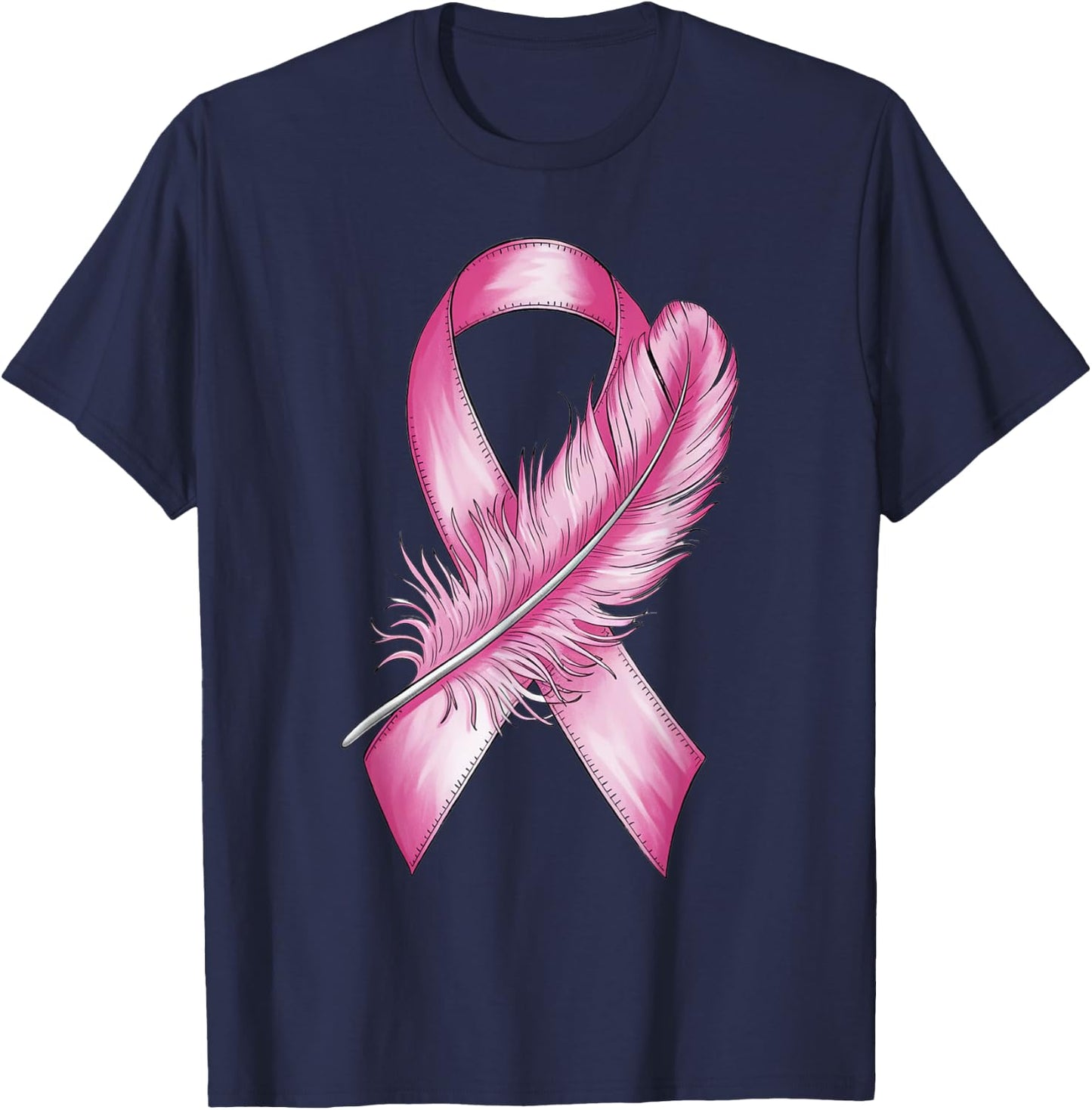 Pink Ribbon Breast Cancer Awareness T-Shirt - T-Shirt | Navy
