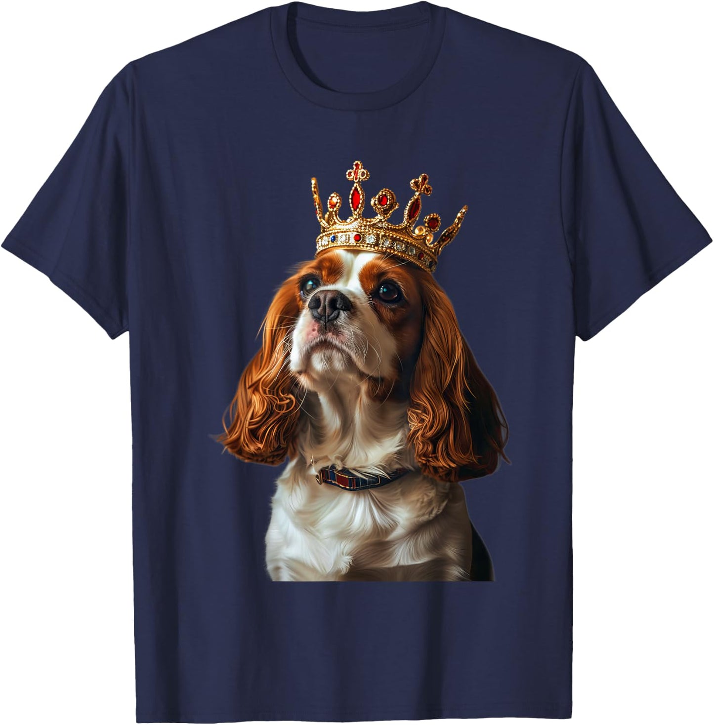 Cavalier King Charles Spaniel King Crown T-Shirt - T-Shirt | Navy