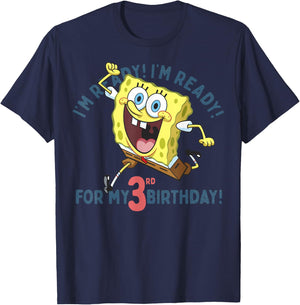 Nickelodeon Spongebob Squarepants Ready for My 3rd Birthday T-Shirt - T-Shirt | Navy