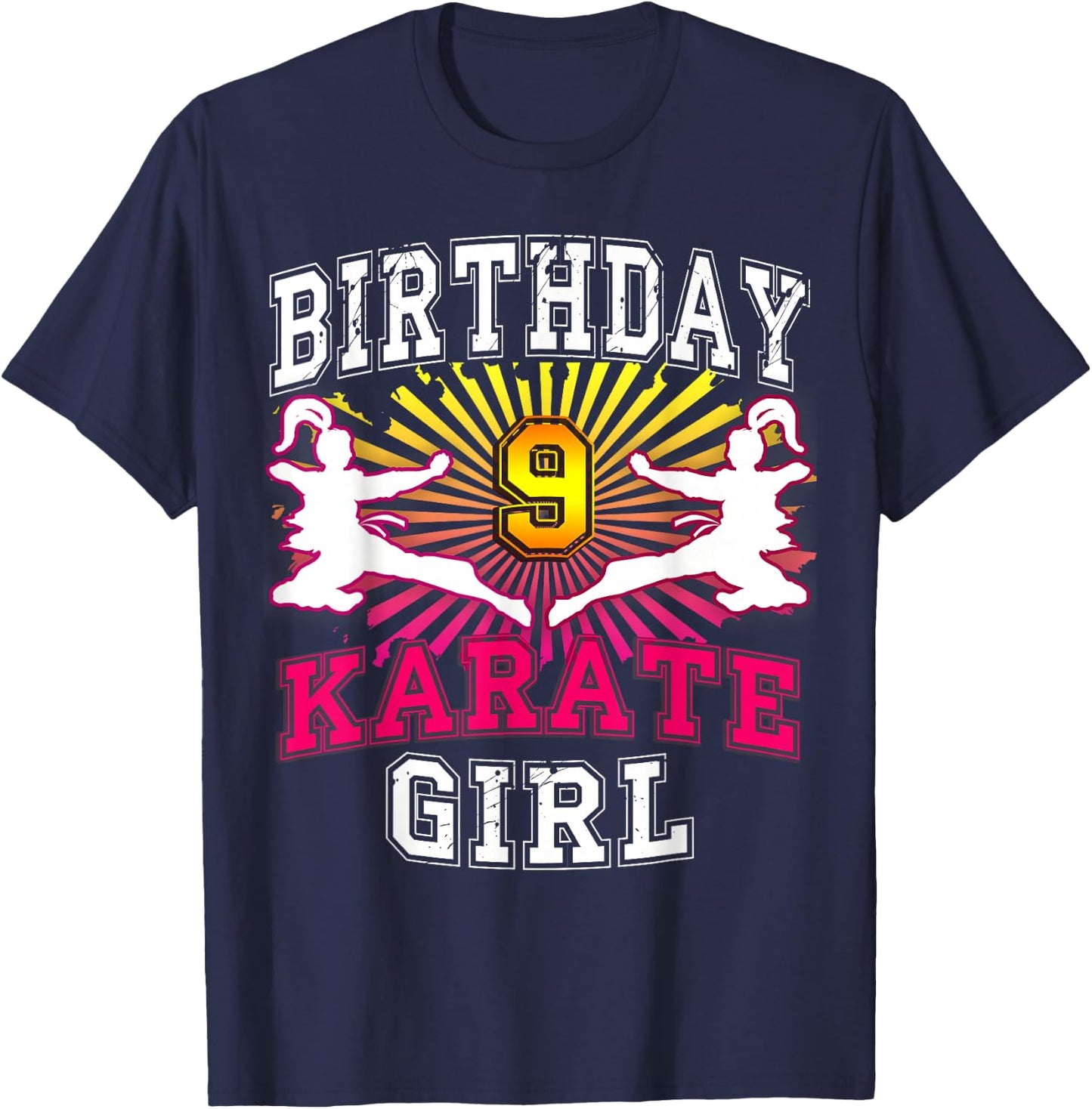 9th Birthday Girl - Karate 9 years old T-Shirt - T-Shirt | Navy