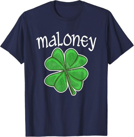 Irish Maloney Lucky Clover Saint Patrick's Day T-Shirt - T-Shirt | Navy