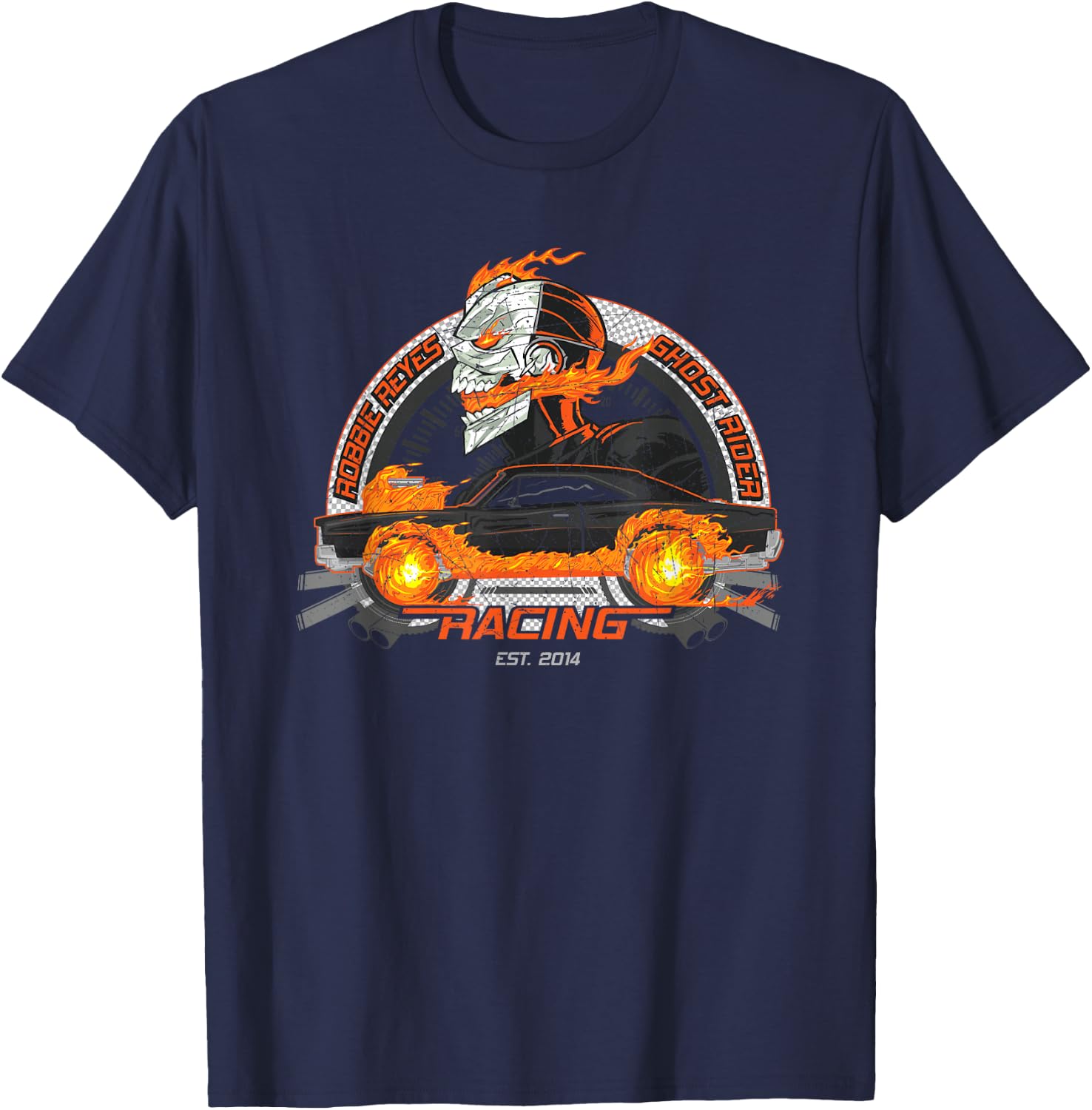 Marvel Ghost Rider Bright Car Robbie Reyes Racing T-Shirt - T-Shirt | Navy