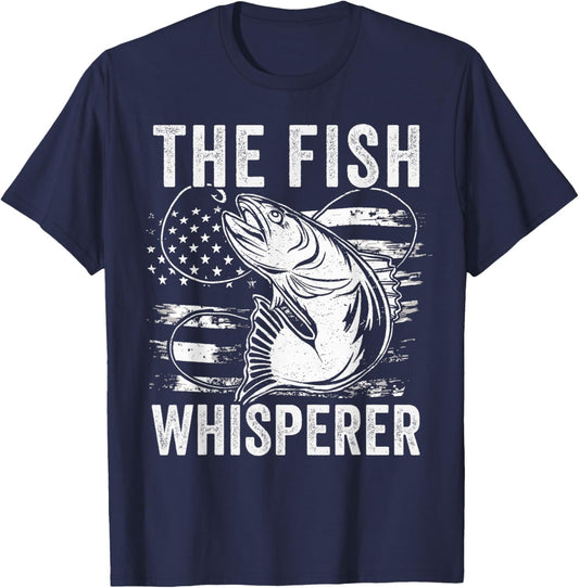 The Fish Whisperer US Flag Fishing T-Shirt - T-Shirt | Navy
