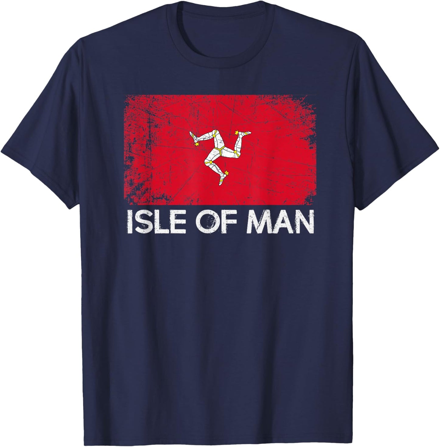 Manx Flag | Vintage Made In Isle of Man Gift T-Shirt - T-Shirt | Navy