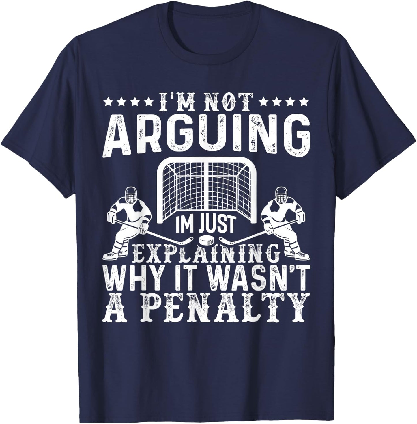 Hockey Player Arguing Gift Funny Ice Hockey T-Shirt - T-Shirt | Navy