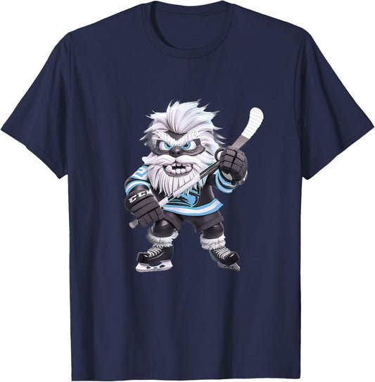 Eddy's Canyon Hockey Utah Hockey , -Adults, Black, Small, Short Sleeve, Modern Casual, Cartoon, Birthday T-Shirt - T-Shirt | Navy