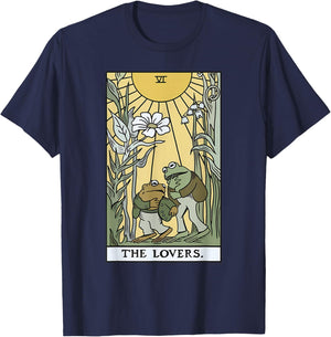 The Lovers Frog Toad Tarot Card Vintage Frog Lover Meme T-Shirt - T-Shirt | Navy