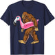 Pool Party Bigfoot Flamingo Men Women Sasquatch Pink Float Small T-Shirt - T-Shirt | Navy