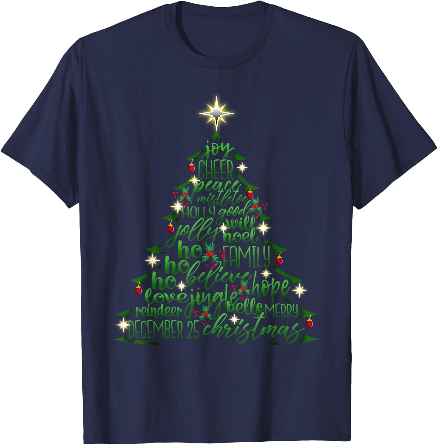 Christmas Tree Word Design Costume T-Shirt - T-Shirt | Navy