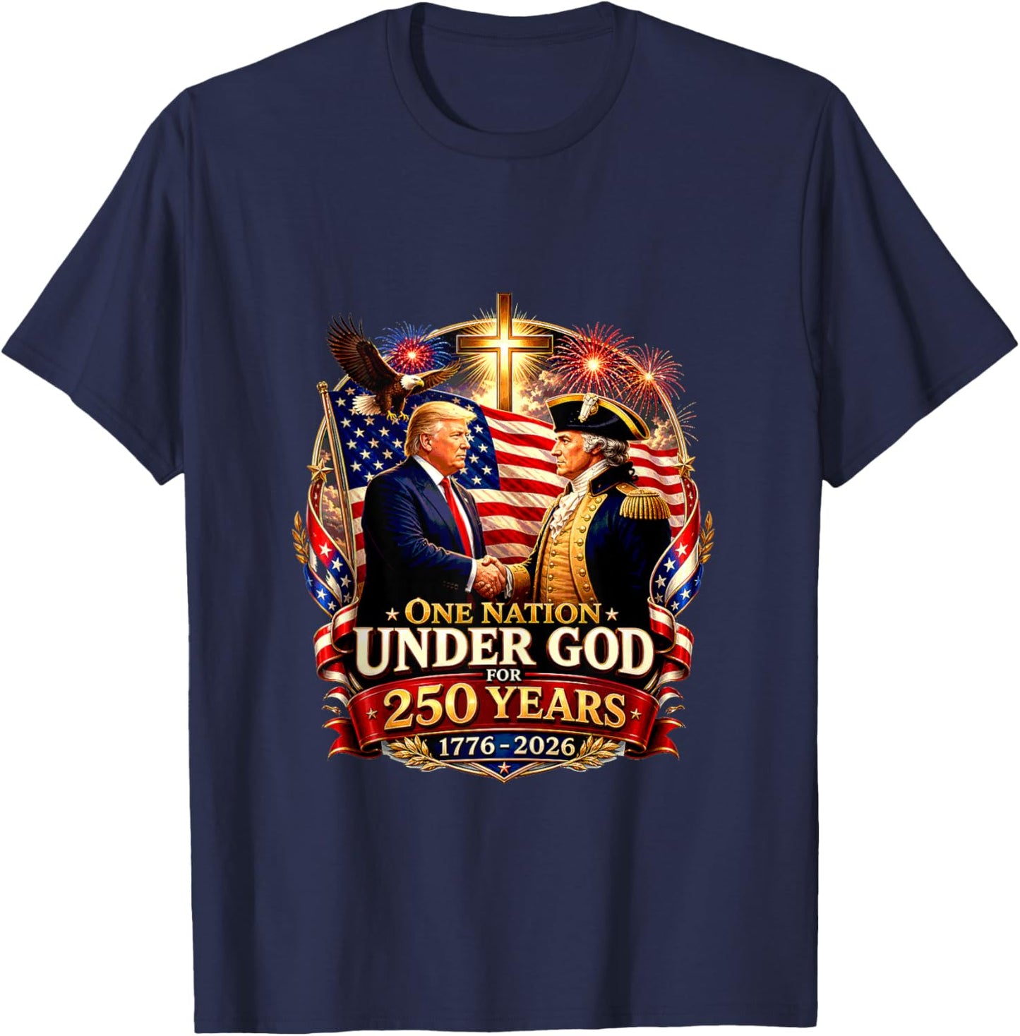 250 Years America Anniversary 250th Trump Washington T-Shirt - T-Shirt | Navy