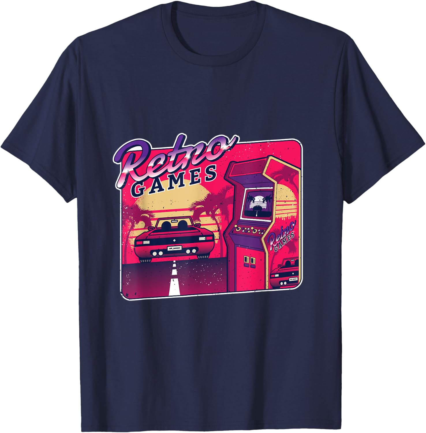 Old School Gamer Gift Vintage 80's Arcade Retro Video Games T-Shirt - T-Shirt | Navy