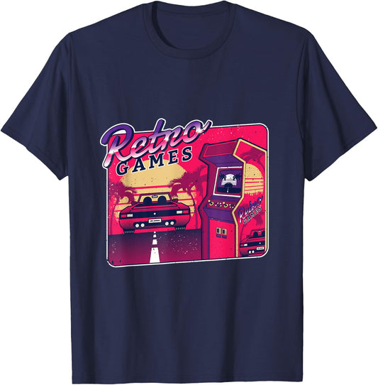 Old School Gamer Gift Vintage 80's Arcade Retro Video Games T-Shirt - T-Shirt | Navy