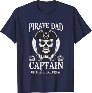 Captain Pirate Dad Daddy Papa T-Shirt - T-Shirt | Navy