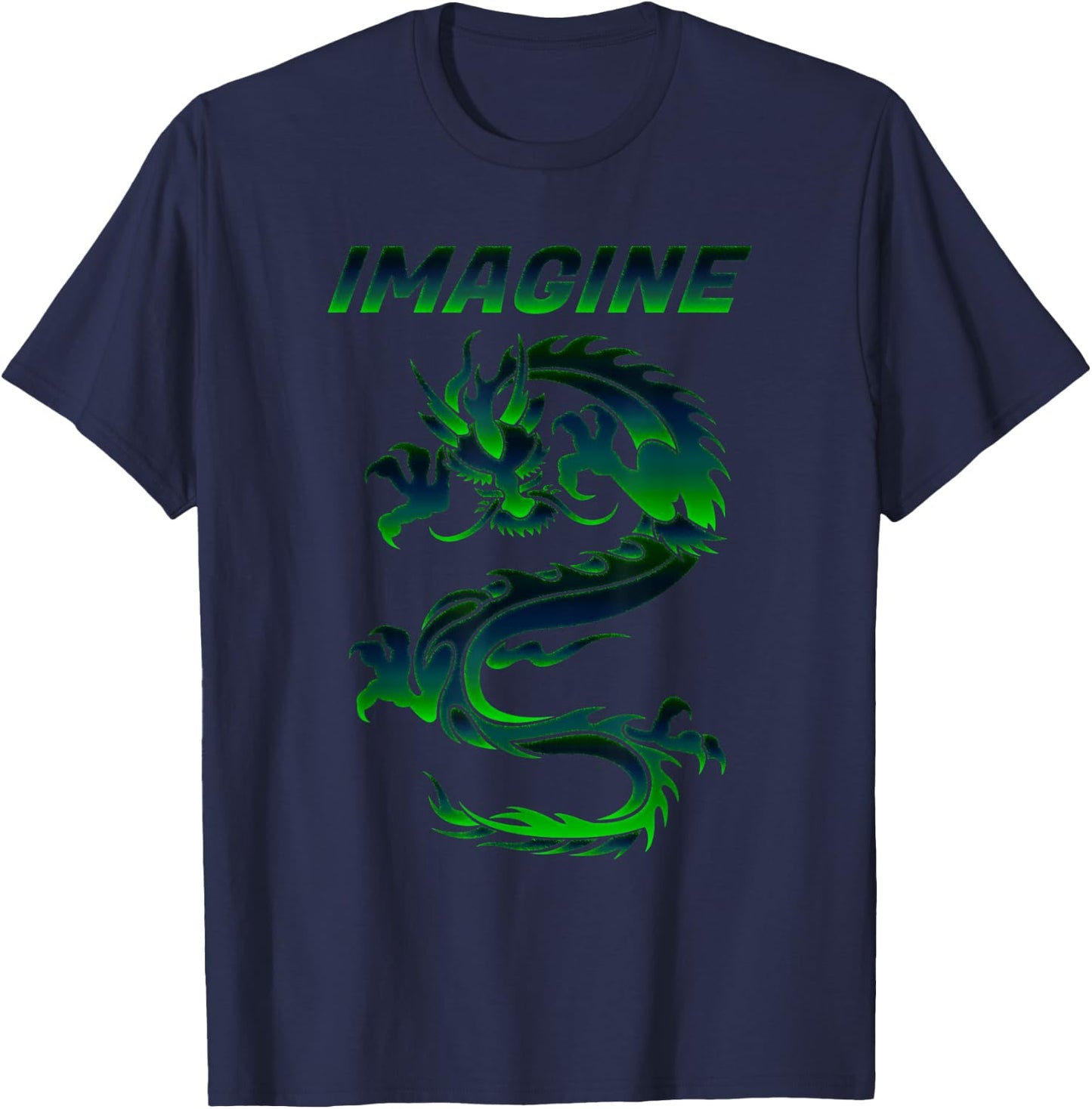 Imagine Fantasy Dragon Tattoo Style T-Shirt - T-Shirt | Navy