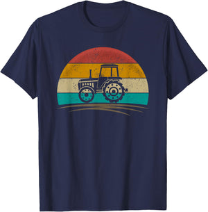 Farm Tractor Shirt Retro Tractor Agriculture Farmers Rancher T-Shirt - T-Shirt | Navy
