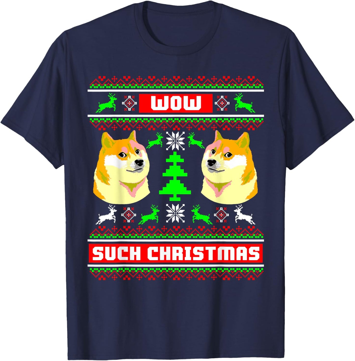 Doge Meme Funny Doge shirt Dog Ugly Christmas T-Shirt - T-Shirt | Navy