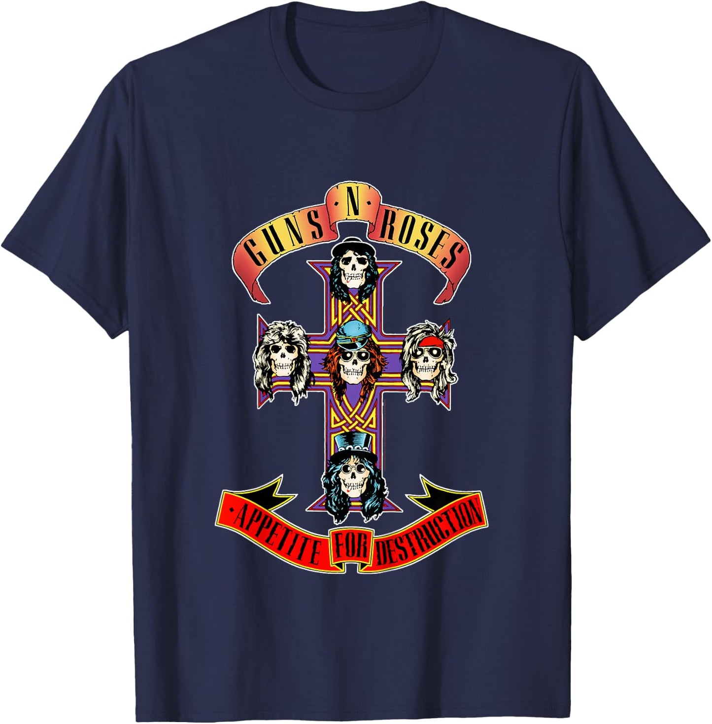 Kids Youth Guns N' Roses Official Cross T-Shirt - T-Shirt | Navy
