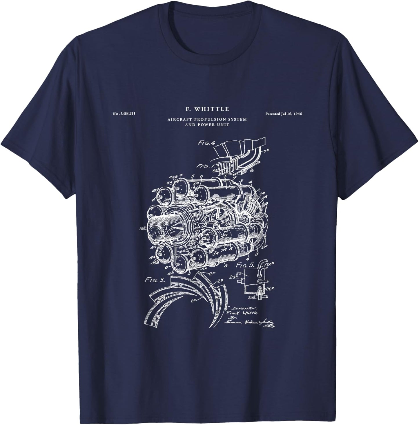 Jet Engine Patent - Plane T-Shirt - T-Shirt | Navy