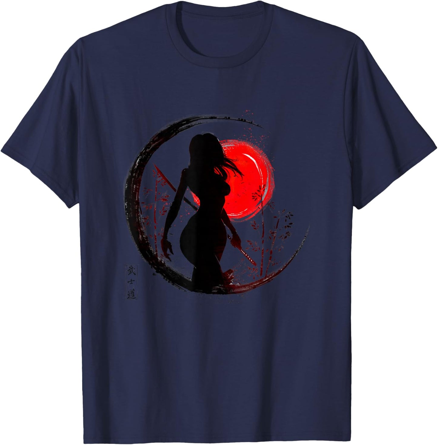 Japanese Female Samurai Warrior T-Shirt - T-Shirt | Navy