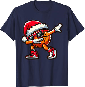 Dabbing Basketball Ball Christmas Funny Toddler Boys Pajamas T-Shirt - T-Shirt | Navy