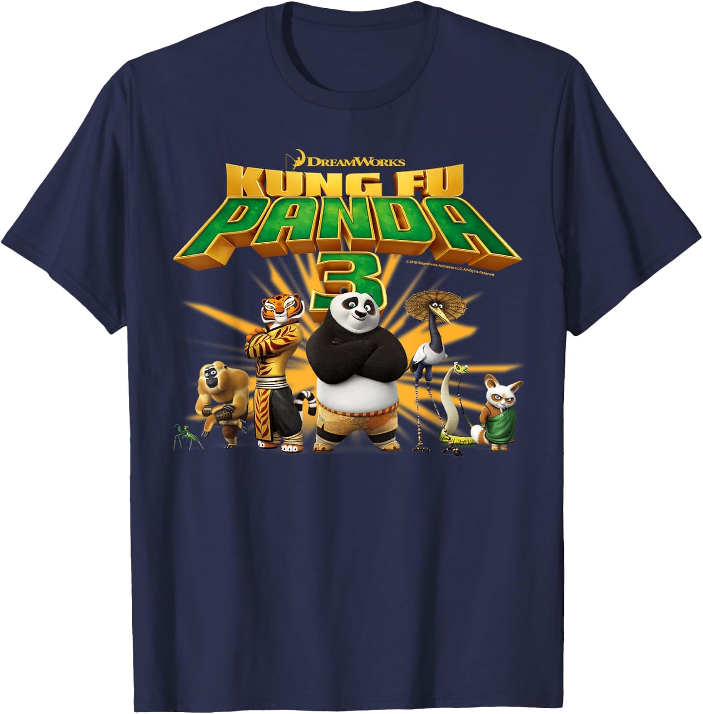 Kung Fu Panda 3 Po And The Furious Five Movie Logo T-Shirt - T-Shirt | Navy