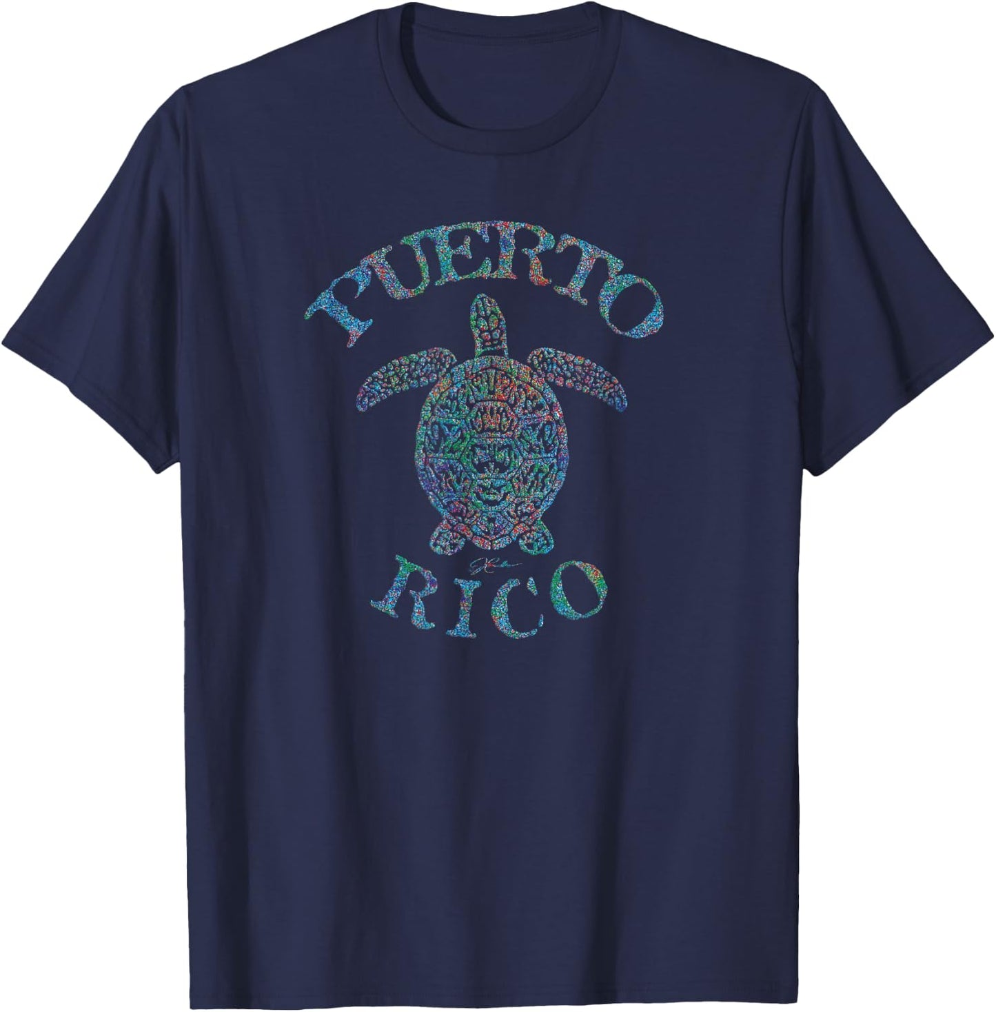 JCombs: Puerto Rico Sea Turtle (Distressed) T-Shirt - T-Shirt | Navy