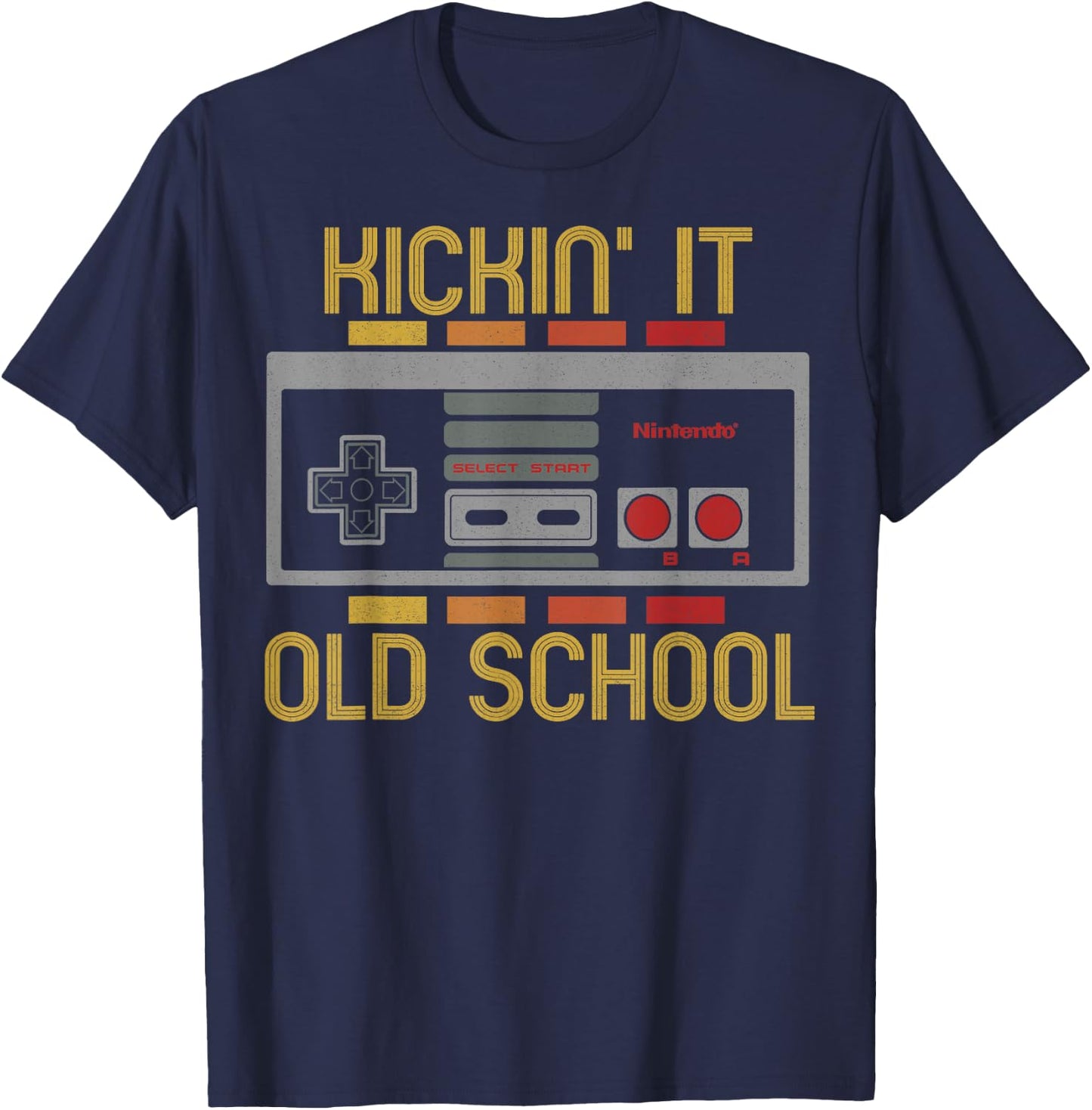 Nintendo NES Retro Kickin' It Old School Graphic T-Shirt - T-Shirt | Navy