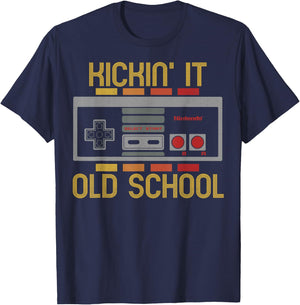 Nintendo NES Retro Kickin' It Old School Graphic T-Shirt - T-Shirt | Navy