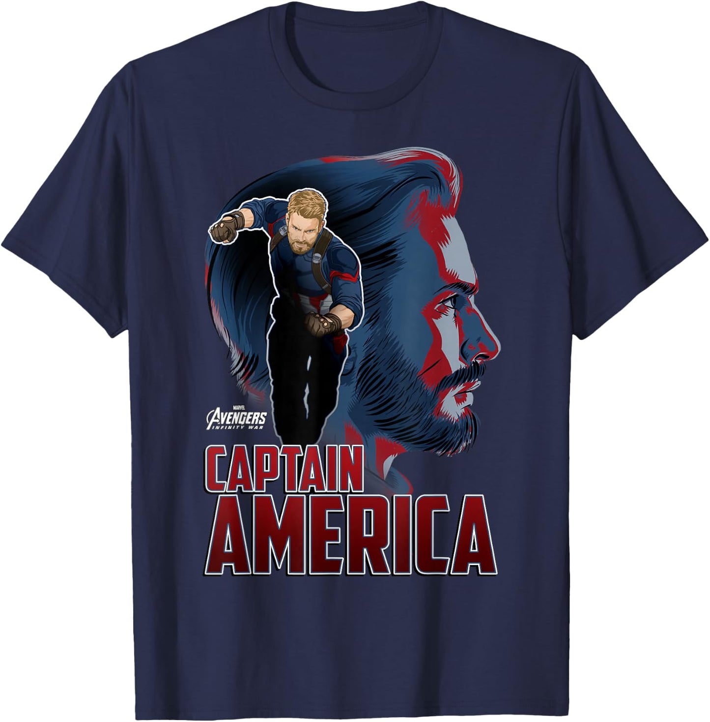 Marvel Infinity War Captain America Profile Graphic T-Shirt - T-Shirt | Navy