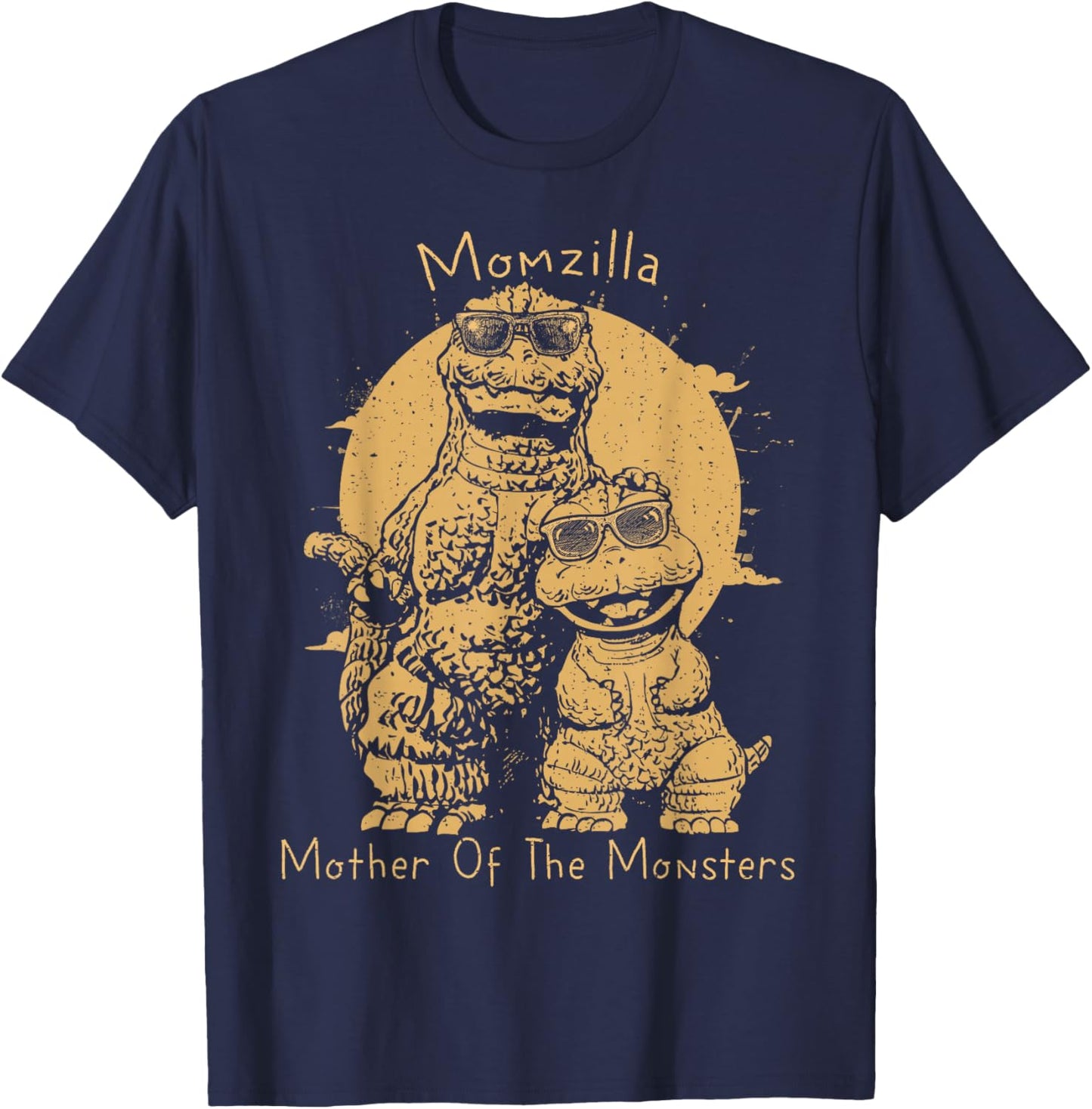 Vintage Momzilla Funny Mother of The Monsters Mother's Day T-Shirt - T-Shirt | Navy