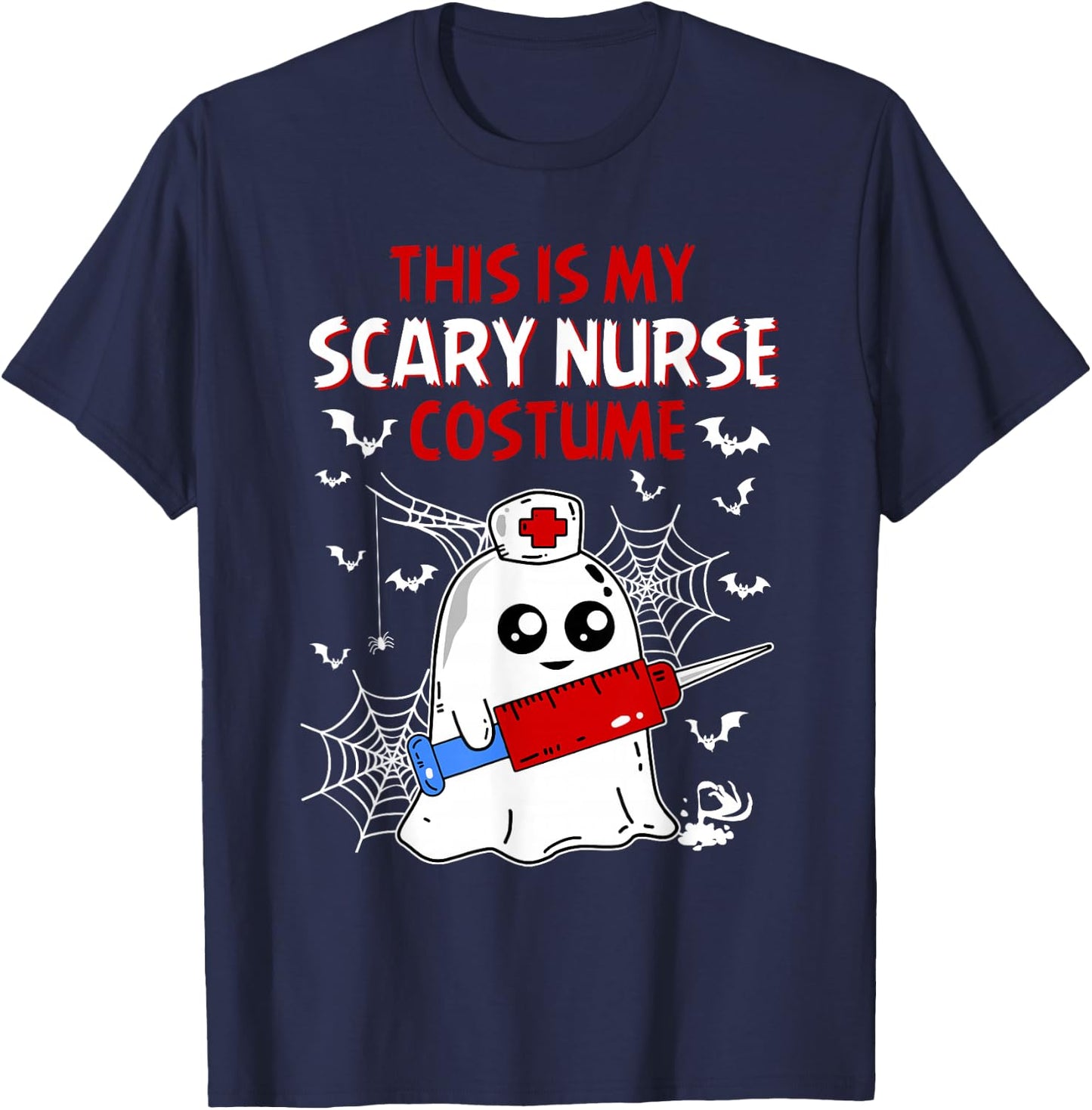 Halloween My Scary Nurse Costume Funny Ghost Scrub Women T-Shirt - T-Shirt | Navy