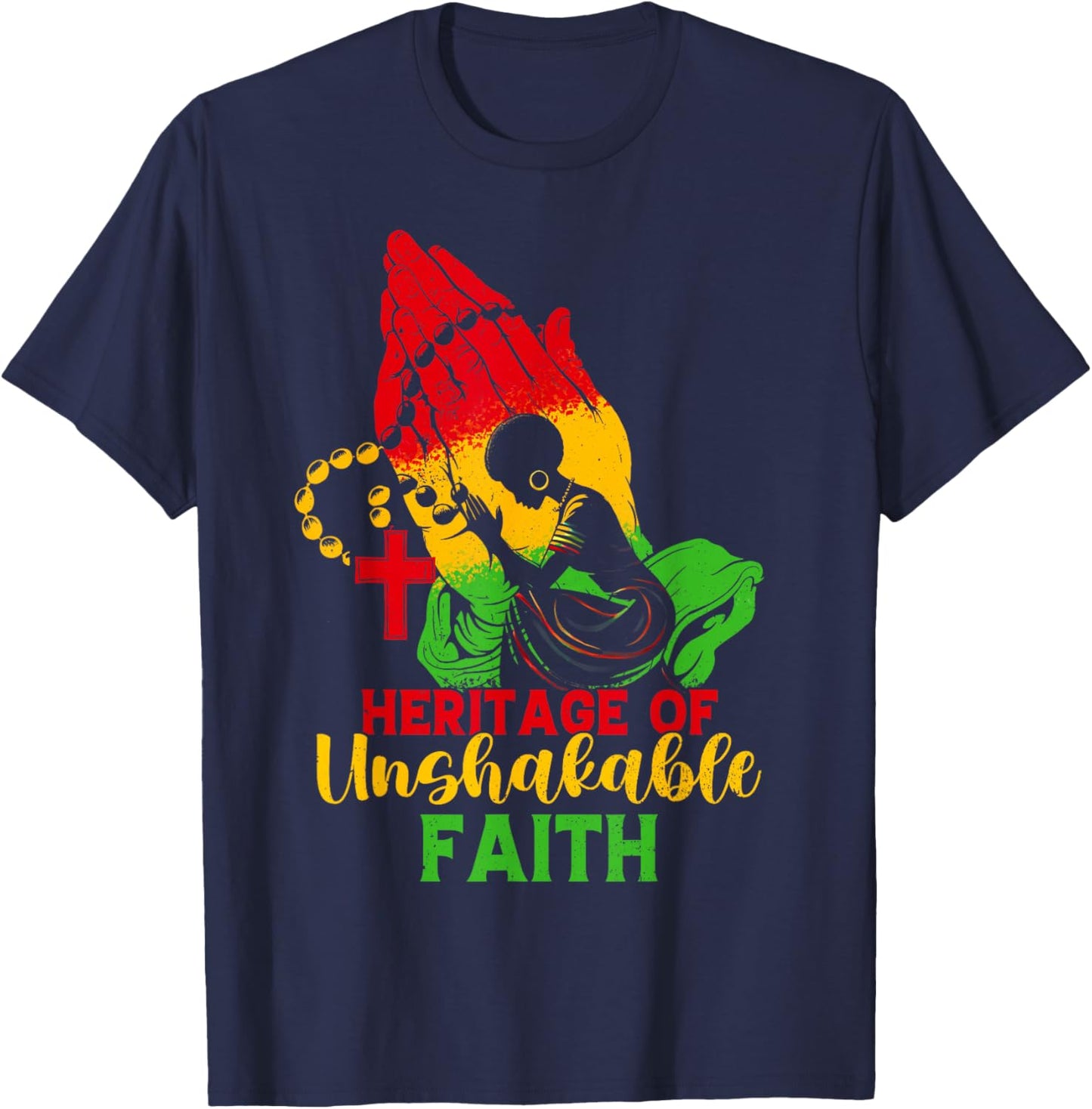 Black History Faith Christian -Adults Kids African American Christian T-Shirt - T-Shirt | Navy