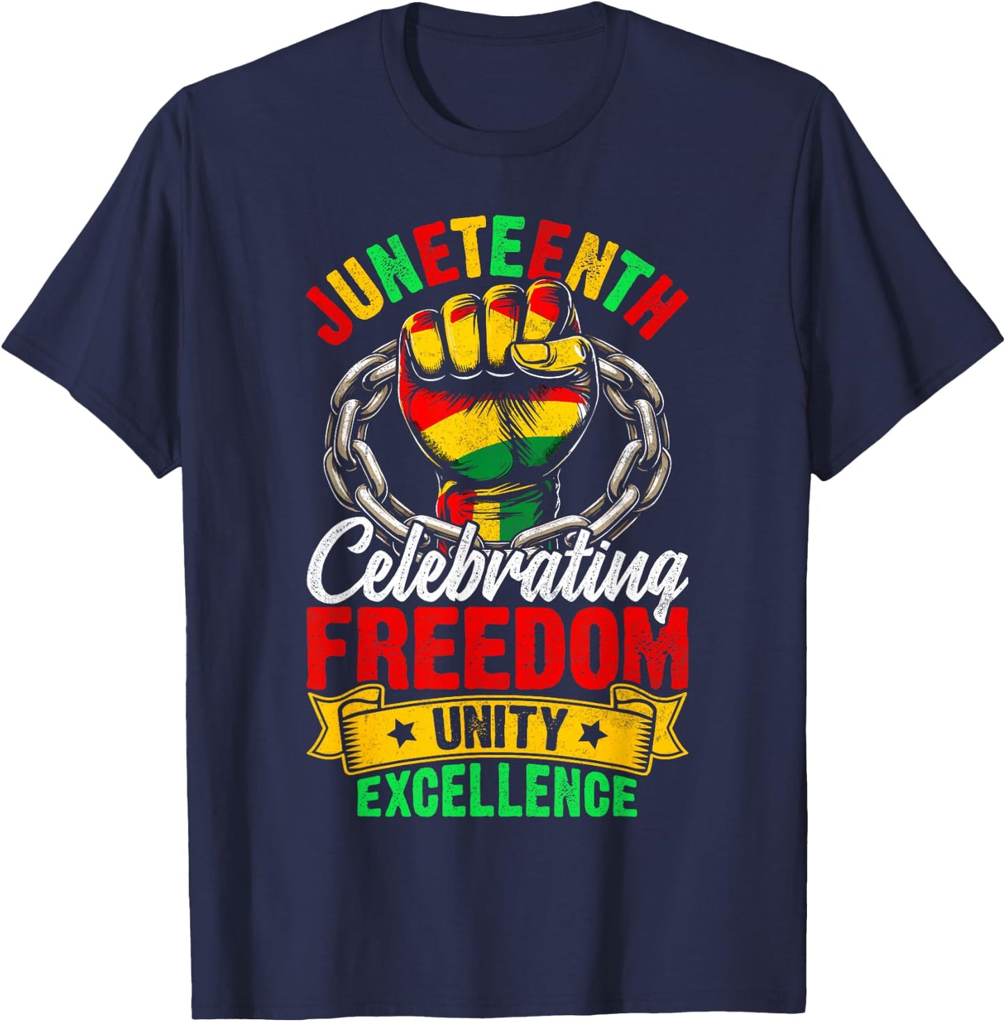 Juneteenth Freedom Fist Unity Strength Black History T-Shirt - T-Shirt | Navy