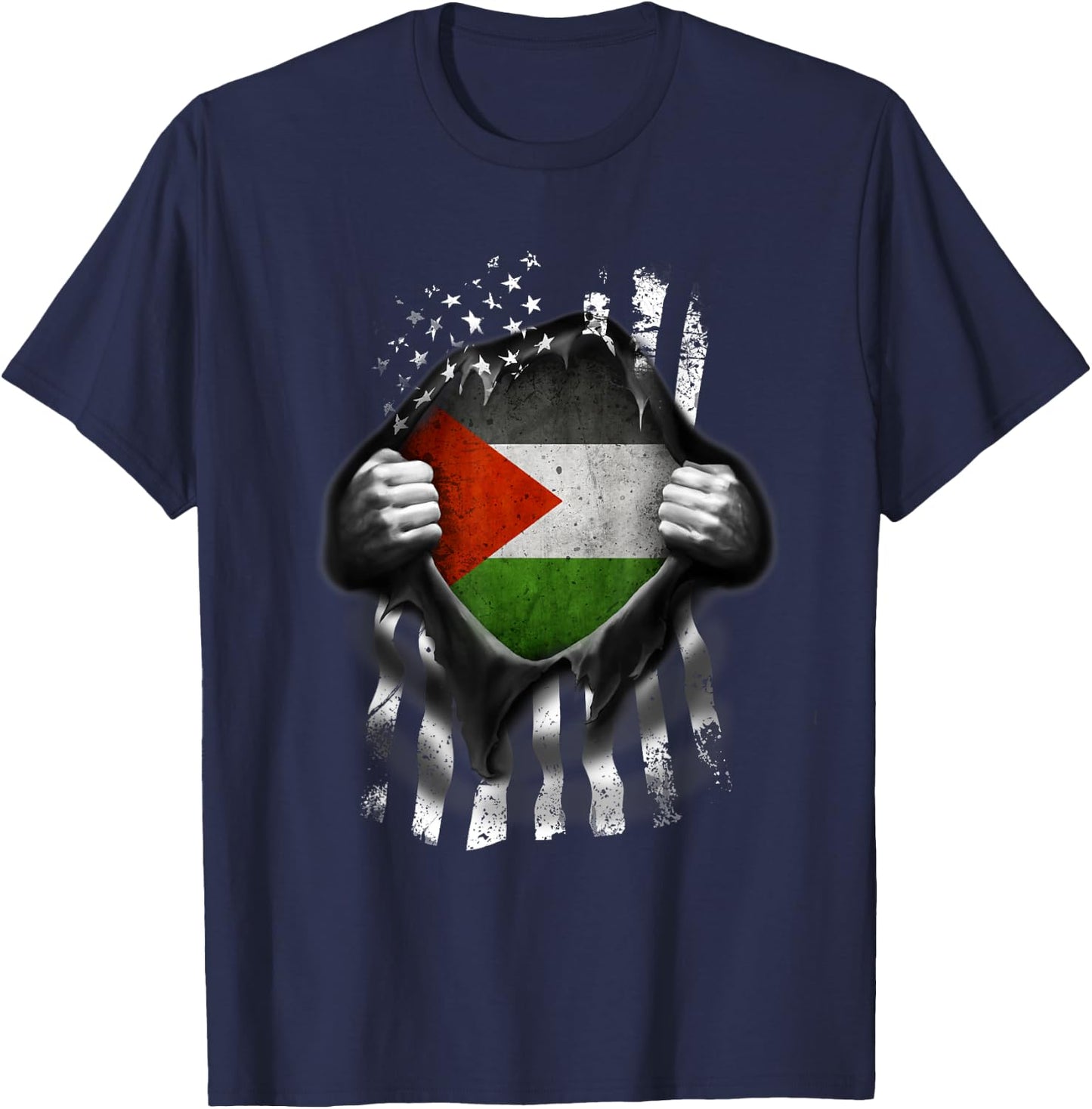 Palestinian American Flag T Shirt. Palestine National Flag T-Shirt - T-Shirt | Navy