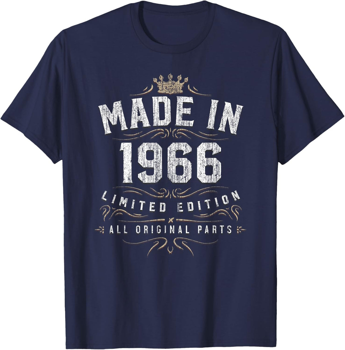 Made In 1966 T Shirt - All Original Parts 53rd Birthday Gift T-Shirt - T-Shirt | Navy