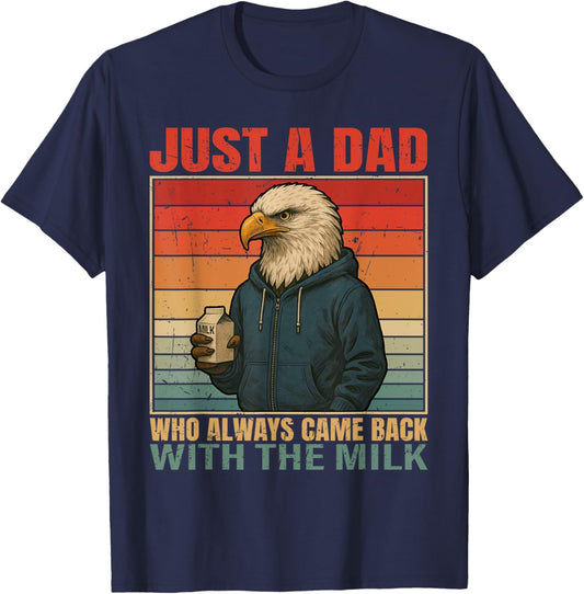 Retro Bald Eagle Funny Fathers Day Cool Patriotic Dad T-Shirt - T-Shirt | Navy