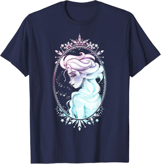 Disney Frozen Elsa Side Glance Framed in Winter Small T-Shirt - T-Shirt | Navy