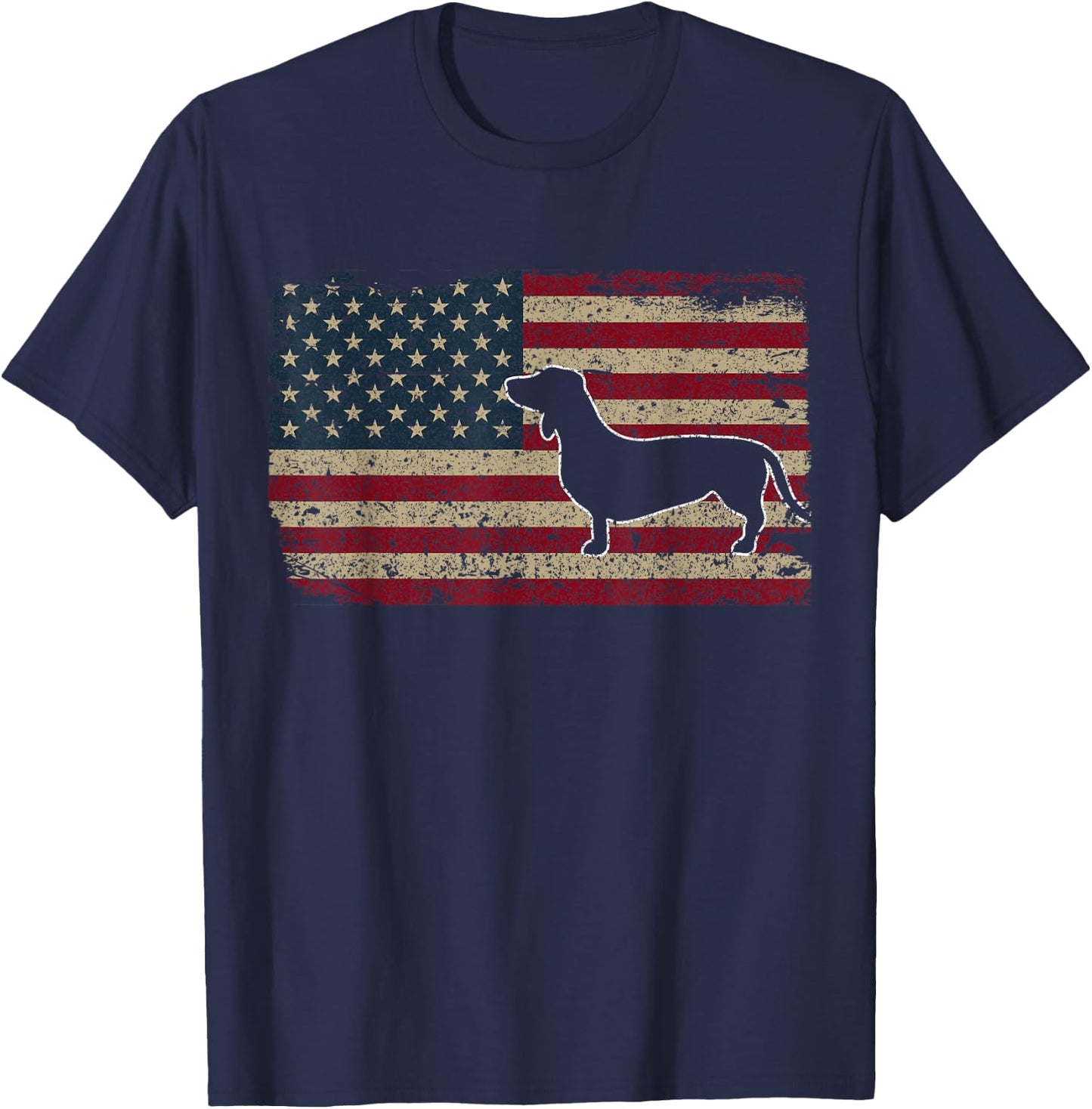 Dachshund America Flag Patriotic Weiner Dog Gift Small T-Shirt - T-Shirt | Navy