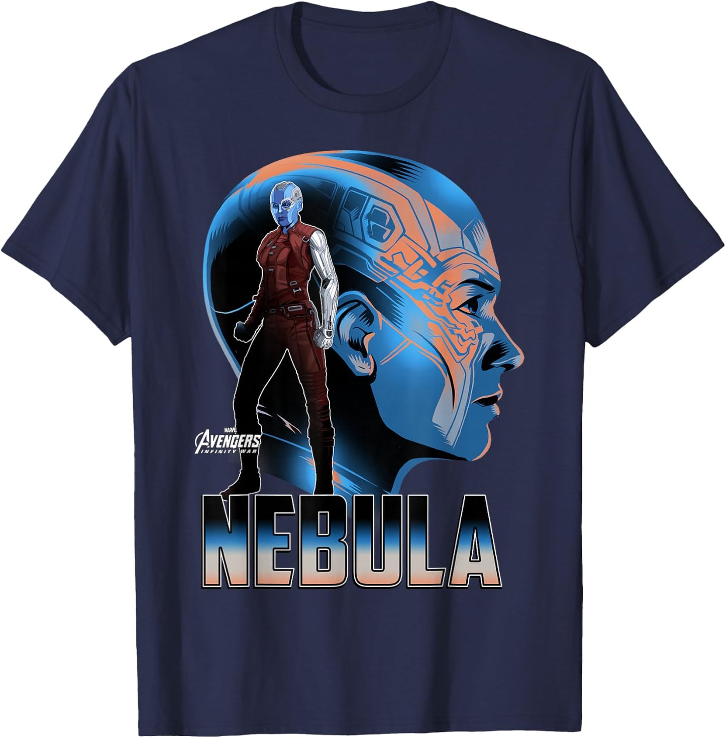 Marvel Infinity War Nebula Big Head Profile T-Shirt - T-Shirt | Navy
