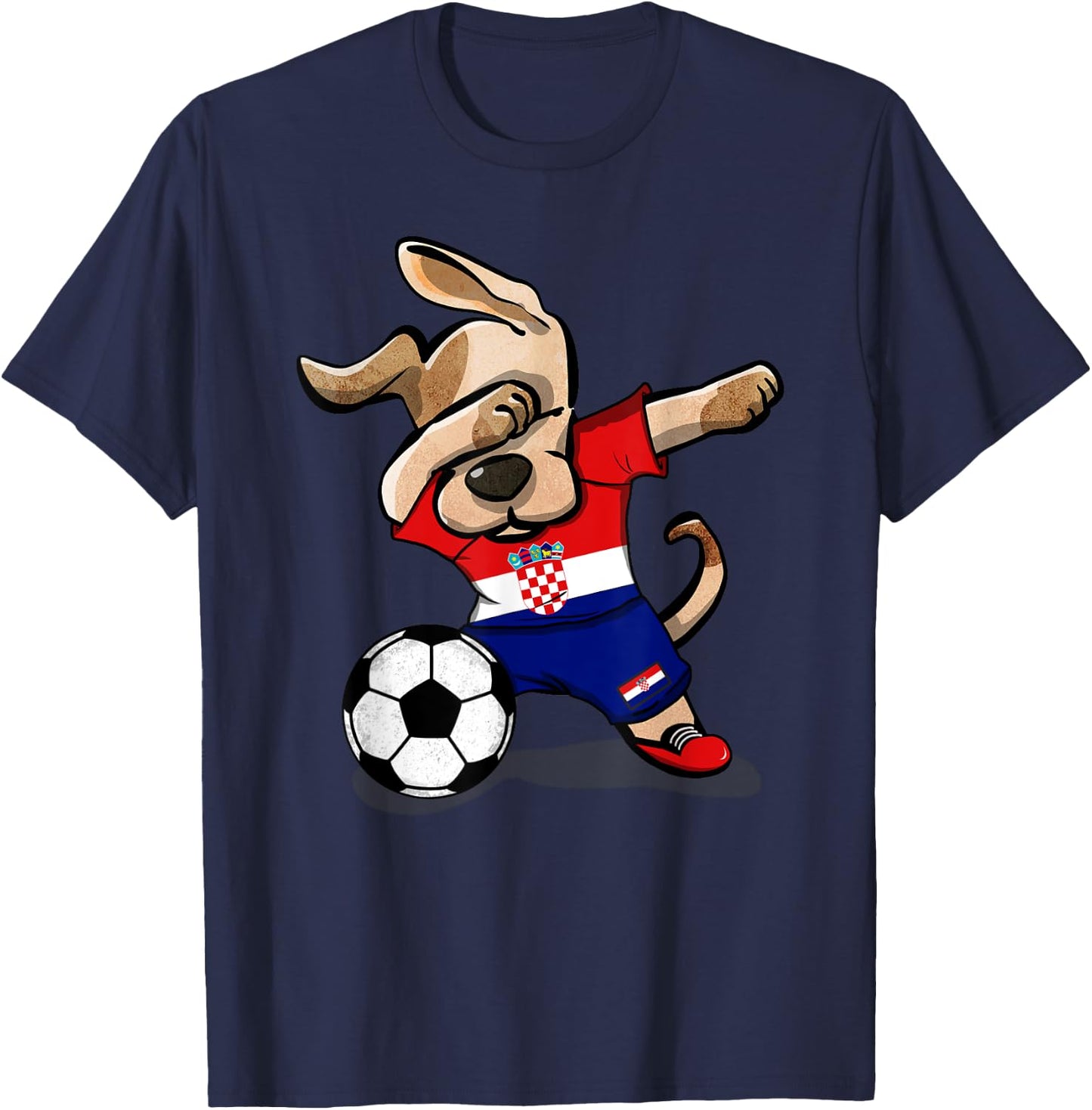 Dabbing Dog Croatia Soccer Fans Jersey Croatian Football T-Shirt - T-Shirt | Navy